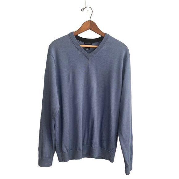 Gap Men’s L Merino wool blue V neck sweater - Picture 1 of 10